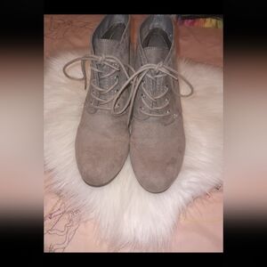 Beige wedge winter boots size 8